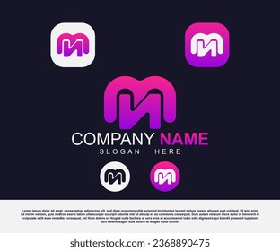 Vector corporate creative minimalist business letter mn gradient logo design