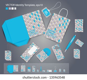 Vector corporate design for business artworks: folder, business card, invitation card, package, badge, blank, pen, dvd cover, envelope on floral background