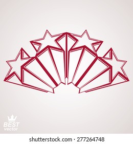 Vector corporate design element, celebrative perspective stars web emblem. Union and solidarity theme Ã?Â¢?? eps8 3d heraldic object. Festive aristocratic symbol.