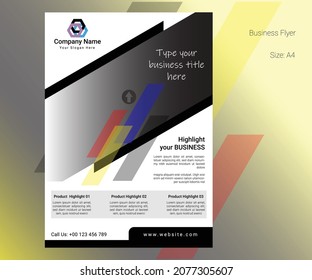 Vector Corporate Flyer Design Layout Template, Size A4, Single Page. Easy To Use And Edit.