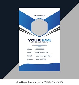  Vector corporate id card professional id card design template with Blue black. corporate modern business id card design template. Company employee id card template Vector