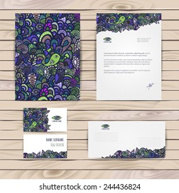 Vector corporate identity, floral pattern. Abstract backdrop. Floral ID template. Brand, visualization, corporate identity set.
