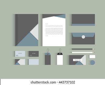 Vector corporate identity mock up. Gray shades with white.