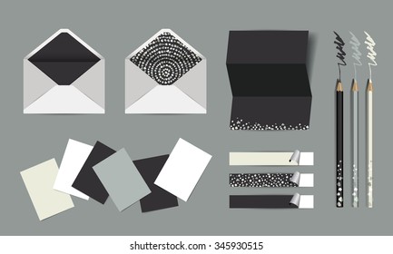 Vector corporate identity paper mock up. Flat design illustration.