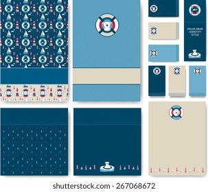 Vector corporate identity set with polar bear and northen stuff