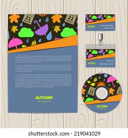 Vector  corporate identity template with autumn. Eps10