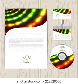 Vector corporate identity template. Business card, disc, document, tag. Eps10