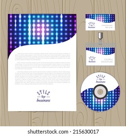 Vector corporate identity template. Business card, disc, document, badge. Eps10