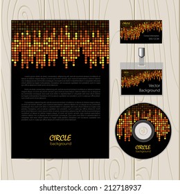Vector corporate identity template with color stripes. Business card, disc, document, badge. Eps10