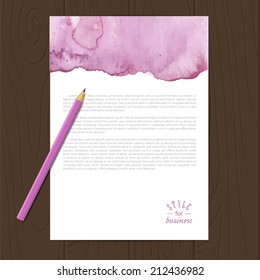 Vector corporate identity template with watercolor elements. Eps10