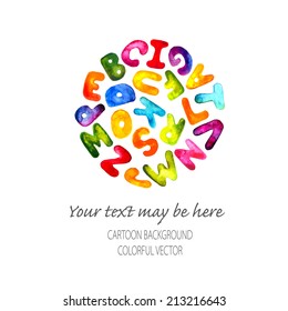 Vector corporate identity template with watercolor hand-draw colorful alphabet