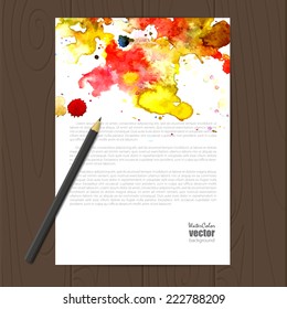 Vector corporate identity template with watercolor elements. Eps10