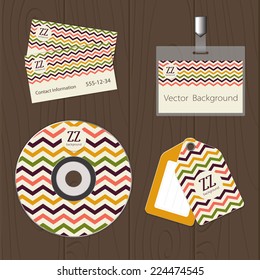 Vector corporate identity template with zigzag elements. Eps10