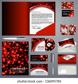 Vector corporate identity templates. Corporate identity templates: design folder, business cards, letter paper, envelope, disk, disk cover, pen, badge, lighter, usb flash drive.