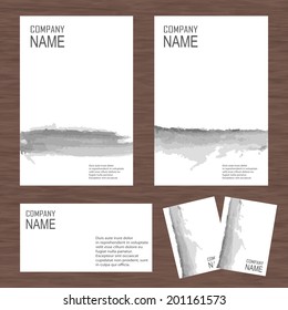 Vector corporate identity, watercolor design. Geometric banner design template. Brand, visualization, corporate identity business set