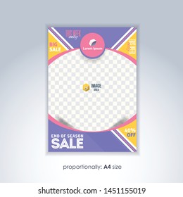 Vector Corporate Leaflet, Textbook Cover. Image Add Feature Print Ready Business Pamphlet Design, Multicolored Brochure, Booklet Template. A4 Flyer Document