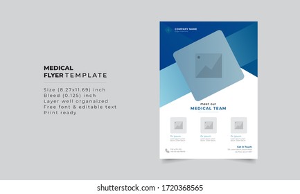 Vector Corporate Medical Team Presentation Health Care Flyer Brochure Template. Great For Health Clinic Marketing Promotion Surface Project.