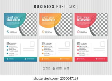 vector corporate post card or business eddm template with different gradient color variation