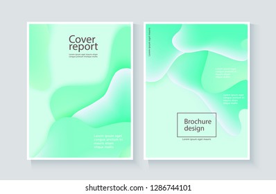 Vector corporate report cover background with expressive green wave motion flow. Modern style presentation template, commercial poster layout, dynamic brochere design