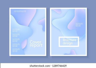 Vector corporate report cover background with expressive blue wave motion flow. Modern style presentation template, commercial poster layout, dynamic brochere design