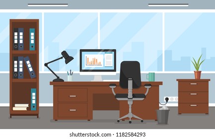 Vector corporate workspace illustration