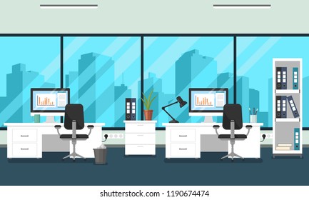 Ilustração do espaço de trabalho corporativo de vetor