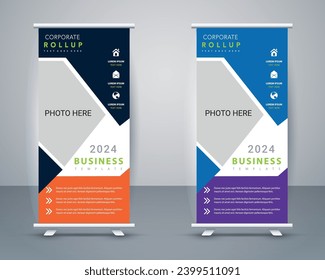 Vector corporate x banner pull up roll up banner standee template with creative shapes