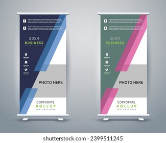 Vector corporate x banner pull up roll up banner standee template with creative shapes