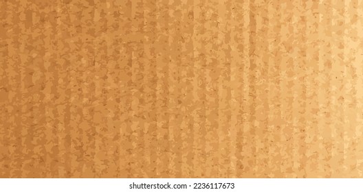 Vector corrugated cardboard realistic texture. Brown kraft paper pattern. Horizontal banner recycle paper. Natural package shape. Yellow carton background. Striped card board sheet. Vintage box cover