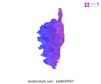 Vector Corsica map colorful polygon triangle mosaic with white background. style gradient.