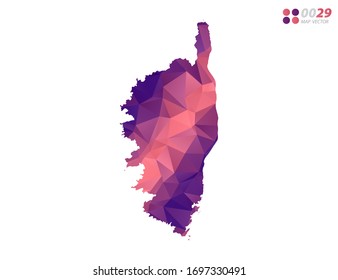 Vector of Corsica map colorful polygon red triangle mosaic with white background. style gradient.