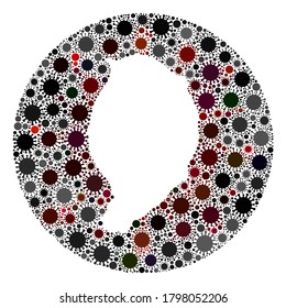 Mosaico cartográfico de la isla Vector Corvo del virus de la gripe. La infección ataca el territorio aislado desde la zona exterior. Los patrones rodean el collage de mapas de la isla Corvo compuesto por íconos de infección.