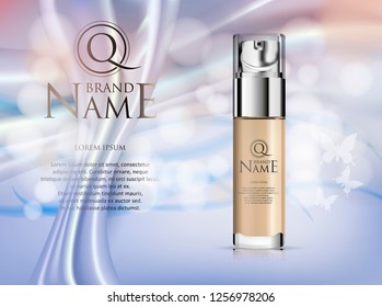 Vector cosmetic banner with 3d realistic concealer, cream jar, 
ready mockup for promotion your brand.