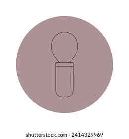 Vector cosmetic brush icon in a pink circle on a white background.