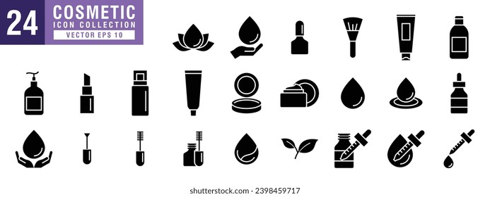 Vector of cosmetic icon set, cream, skincare, serum, acid, beauty, product, vector EPS 10.