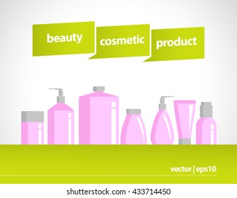 Vector cosmetic package isolated on white background. Soap pump. Mock up. Perfume container. Medical cosmetic dropper-bottle. Blank different cosmetic products. Bottle, tube, can, comb, spay, package.