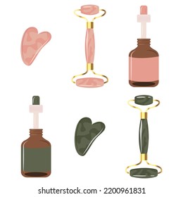 Vector cosmetic set for gouache massage