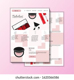 Vector cosmetic shop web site template. Modern illustration for design and web.