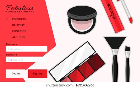 Vector cosmetic shop web site template. Modern illustration for design and web.