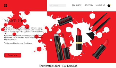 Vector cosmetic shop web site template. Modern illustration for design and web.