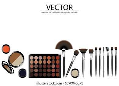 vector cosmetic tool on white background. brush. shading. eye shadow. eyebrow.make up product.