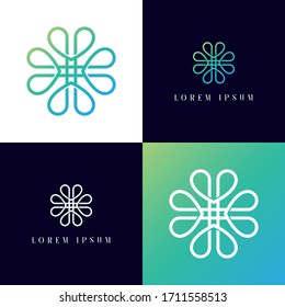 Vektorillustration des Logos im Cosmetics-Stil - Schönheitssalon-Baumblatt Spa-Salon Monogramm-Design