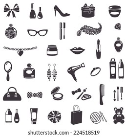 vector cosmetics and female accessories set