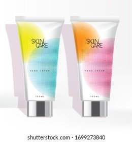 Vector Cosmetics or Healthcare Tube Design with Vibrant Gradient Design for Shower, Wash, Cream, Lotion, Gel, Cleanser, Shampoo and Conditioner
