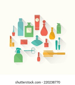 vector cosmetics icon set for web design