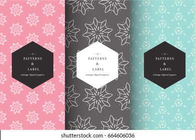Vector cosmetics logo design element in linear style - icons and signs and patterns for package and beauty salons. Botanical collection. Organic, natural cosmetic