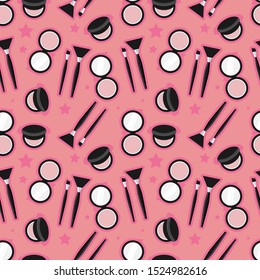 Vector cosmetics seamless pattern. Flat banner for design and web.