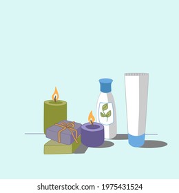 Vector of cosmetics for spa treatments.