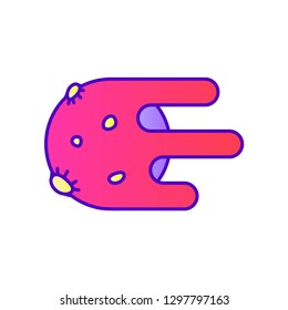 Vector cosmic fantasy comet color line icon. Symbol and sign illustration design. Isolated on white background