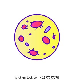 Vector cosmic fantasy planet, moon color line icon. Symbol and sign illustration design. Isolated on white background